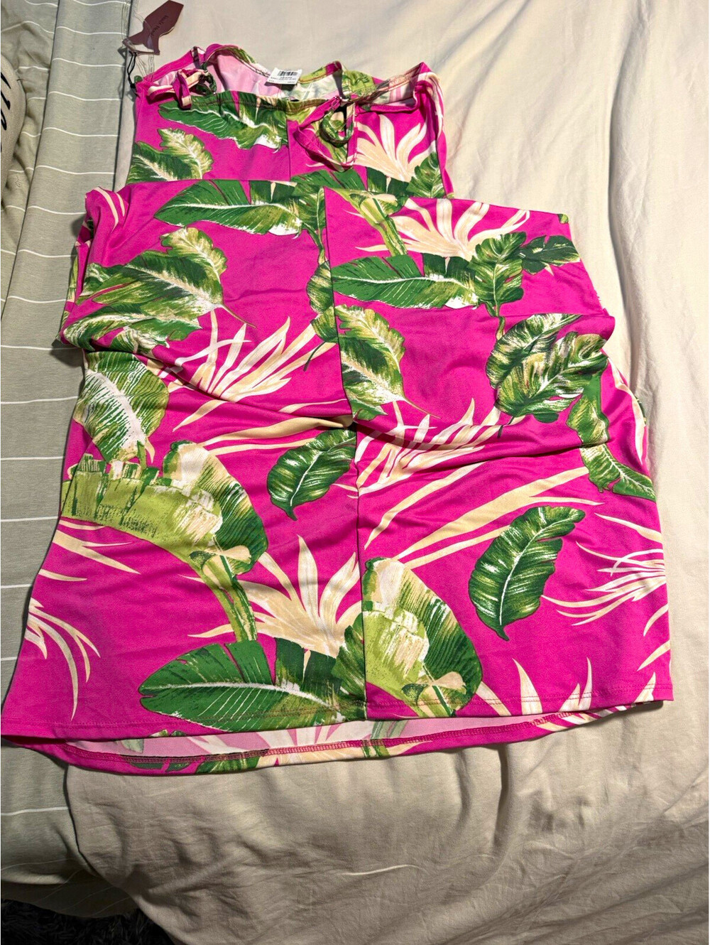 Hawaiian Moon Press Women's Pink Green Floral Maxi Dress Sleeveless Adjustable M
